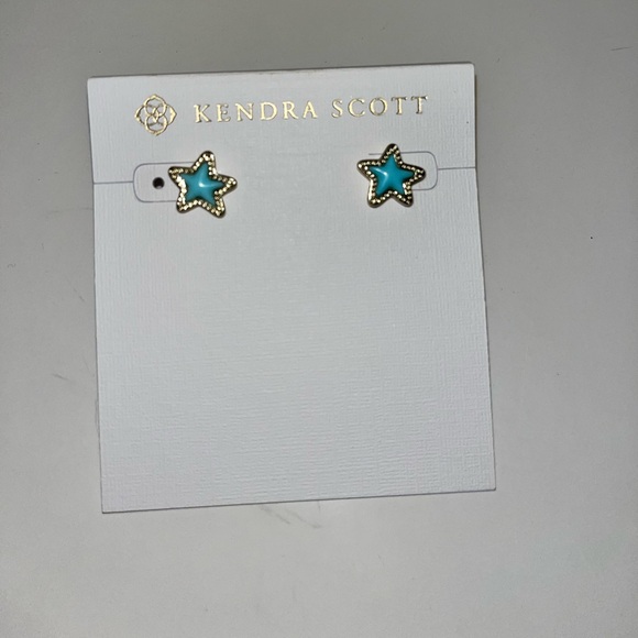 Kendra Scott Blue and Gold Star Stud Earrings - Picture 4 of 4